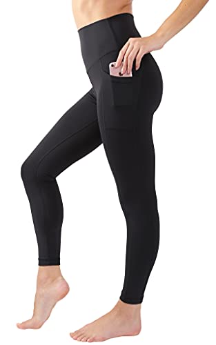 90 Degree By Reflex Super High Waist Elastic Free Ankle Legging with Side Pocket - Black - Large
