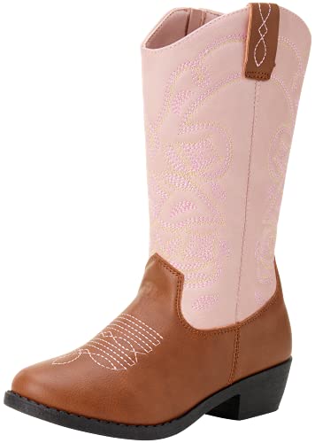 KENSIE GIRL Boots - Girls' Western Cowboy Boots (Toddler/Girl), Size 6 Toddler, Brown/Pink