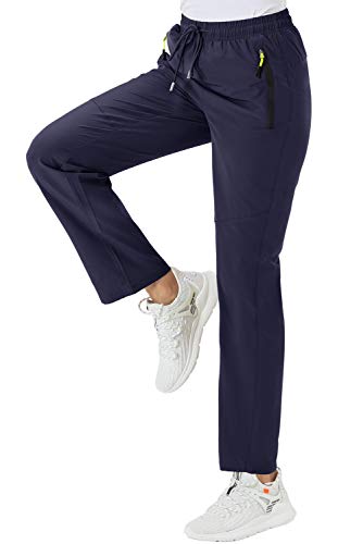BGOWATU Women's Hiking Pants Quick Dry Water Resistant Outdoor Cargo Pants Zipper Pockets Lightweight (Navy,US XL)
