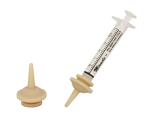 THE MIRACLE NIPPLE for Pets, Original Pkg/2 with Miracle Brand Oring Syringe - Small Mammal Suckling - Kittens/Small Breed Puppies/Squirrels