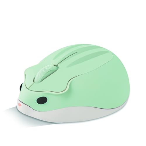 Wireless Mouse Cute Cartoon Hamster Shape Mini Silent Click Ergonomic Design 2.4G USB Portable Cordless Mouse 1200 DPI Small Mice for Notebook/MacBook/PC/Laptop/Computer for Kids Girl Gift（Green）