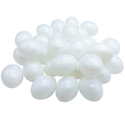 30 Pack White Plastic Eggs,Fake Easter Egg,Artificial Chicken Egg for DIY Crafts,Painting,Party,Home Decor,Kids,Kitchen