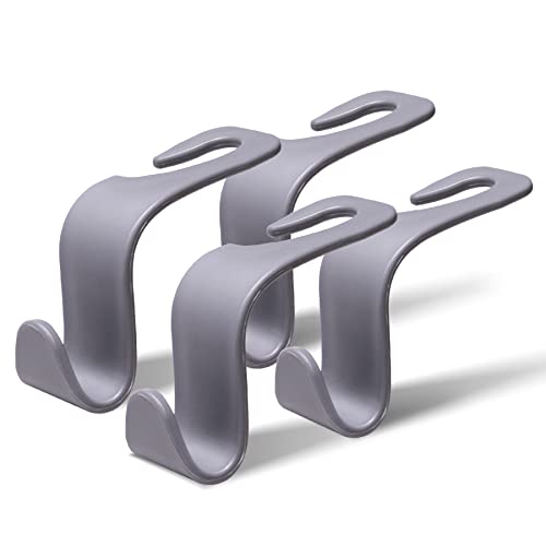 LivTee Car Seat Headrest Hook, Car Headrest Hidden Hook, 4 Pack Universal Auto Car Back Seat Hook Organizer for Purse Coat, Car Interior Accessories (Gray)