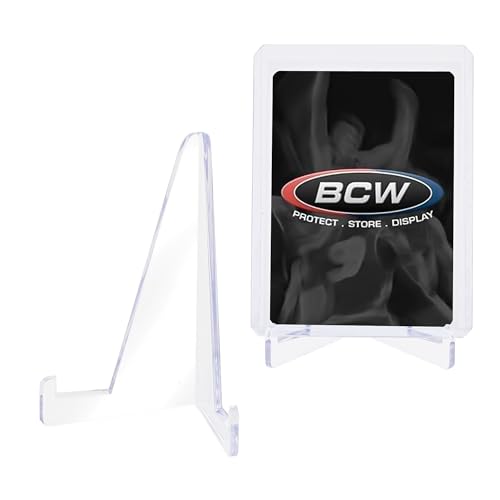 Acrylic Card Stands by BCW – Set of 10 Picture Display Stands – Crystal Clear Transparent Mini Easel – Durable & Sturdy Design – Ideal for Home Display, Office, Shop, Special Events
