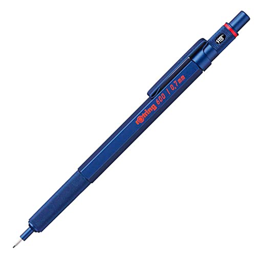 Rotring 600 Mechanical Pencil HB 0.7 mm Blue All-Metal Body Hexagonal Barrel