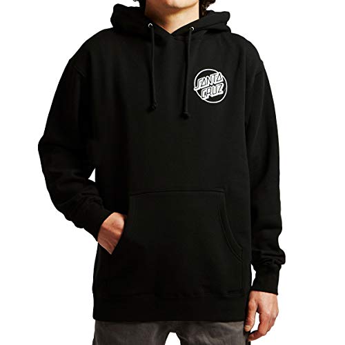 SANTA CRUZ Men's Pullover Hooded Heavyweight Sweatshirt Opus Dot Skate Sweatshirt - Black/White, Size: Large