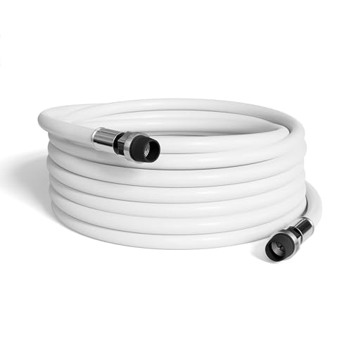 THE CIMPLE CO 100' Feet, White RG6 Coaxial Cable with Rubber booted - Weather Proof Indoor/Outdoor Rated Connectors, F81 / RF, Digital Coax for CATV, Antenna, Internet, Satellite, and More