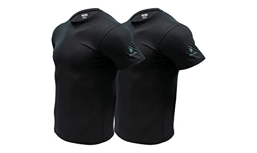 Spyder Mens Performance Moisture Wicking Crew Neck Undershirts/Ultra soft Stretch Sports T-Shirt(Black/Black, Medium)