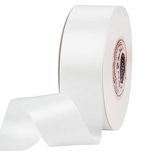 VATIN Solid Color Double Faced White Satin Ribbon 1-1/2' Wide 50-Yards Long Perfect for Wedding Decor, Crafts, Bow Making, Sewing, Gift Package Wrapping and Other Projects
