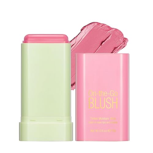 Multi-Use Makeup Blush Stick,Beauty Solid Moisturizer Stick,Waterproof Natural Nude Makeup,Tinted Solid Moisturizer Stick for Eyes Lips Cheek(1#Shy Pink)