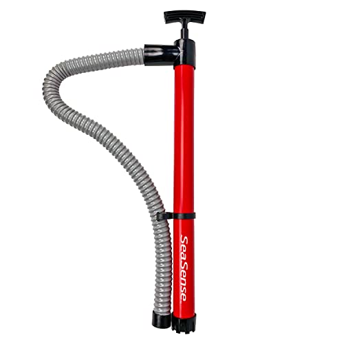 SeaSense Hand Bilge Pump - Self-Priming, Manual Bilge Pump for Water Removal on Small Boats, Kayaks, Canoes, Bilges or Any Place Water Collects - 24' x 36' Hose