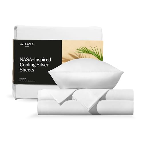 Miracle Made Luxe Cooling Bed Sheets –White,Full– 4 Piece Silver Infused, 300-Thread-Count Thermoregulating Miracle Clean & Cool  Eucalyptus Fabric Sensitive Skin Ultra-Breathable Bedding