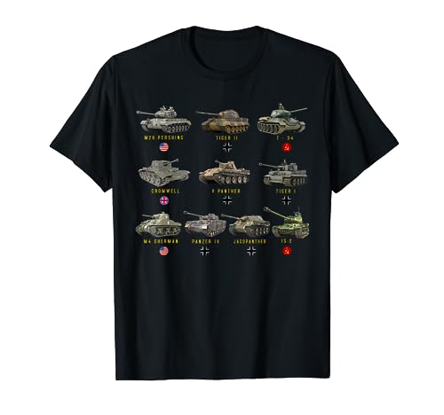 Top Ten Best WW2 Tanks M4 Sherman Panzer IV Tiger II T-34 T-Shirt
