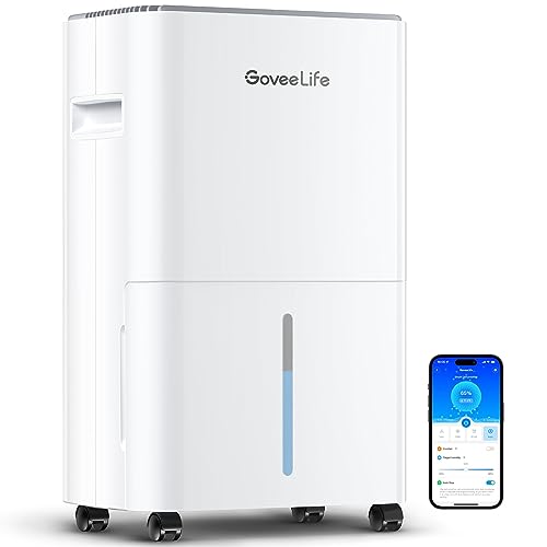 GoveeLife Smart Dehumidifier for Basement Upgraded, Max 50 Pint Energy Star Certified WIFI with Drain Hose Continuous Drainage, Remote Control Dehumidifiers Home, Bathroom, Closet