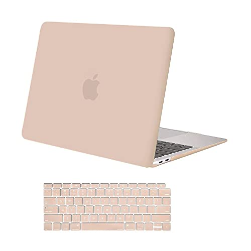 MOSISO Compatible with MacBook Air 13 inch Case 2022 2021 2020 2019 2018 Release A2337 M1 A2179 A1932 Retina Display with Touch ID, Plastic Hard Shell Case & Keyboard Cover Skin, Camel