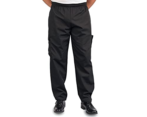 KNG Black Baggy Cargo Chef Pants for Men and Women – Drawstring Waist 3XL
