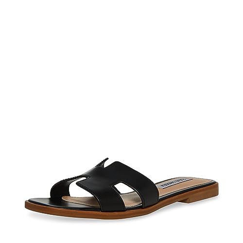 Steve Madden Women's Hadyn Sandal, Black Leather, 7