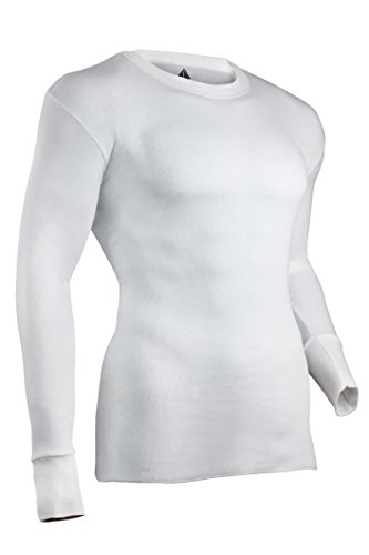 Indera Mens Long Sleeve Shirt - Combed & Ringspun Thermal Underwear Tops, White, Medium US