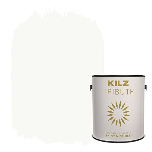 KILZ TRIBUTE Paint & Primer, Interior, Eggshell, Ultra Bright White, 1 Gallon