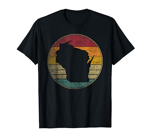 Wisconsin Vintage Distressed Retro Style Silhouette State T-Shirt