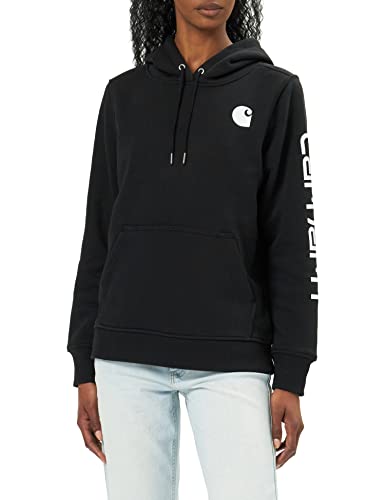 Carhartt Women's Clarksburg Graphic Sleeve Pullover Sweatshirt (Regular and Plus Sizes), Black, Medium