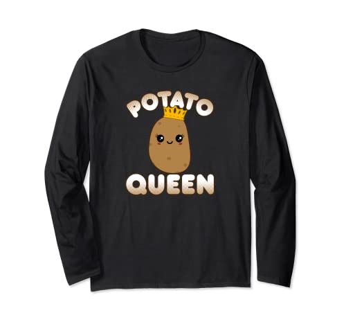 Funny Potato Cute Kawaii Style Smiling Potato Queen Long Sleeve T-Shirt