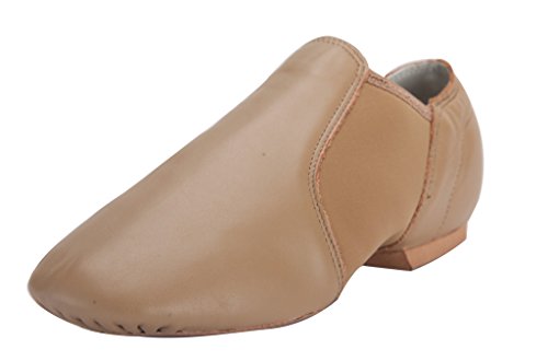 Linodes (Tent Leather Upper Jazz Shoe Slip-on for Women and Men's Dance Shoes Brown 8M