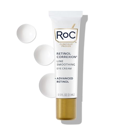 RoC Retinol Correxion Under Eye Cream for Dark Circles & Puffiness, Daily Wrinkle Cream, Anti Aging Line Smoothing Skin Care Treatment for Women and Men, 0.5 oz (Packaging May Vary)