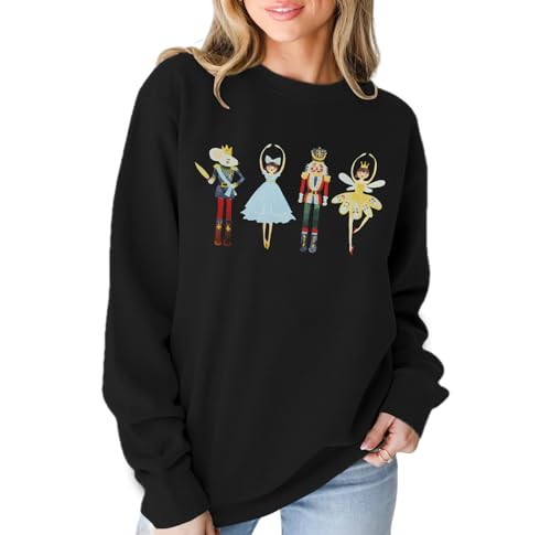 MOUSYA Christmas Nutcracker Sweatshirt Christmas Sweatshirt Sugar Plum Fairy Shirt Xmas Shirt Funny Christmas Sweater