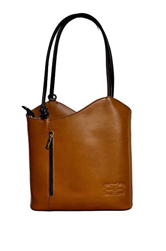 LaGaksta Easy Carry Italian Leather Backpack Purse Cognac Dark Brown