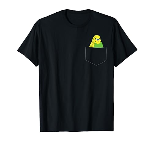 Cute Parakeet In Pocket Budgie Bird In Pocket Budgerigar T-Shirt