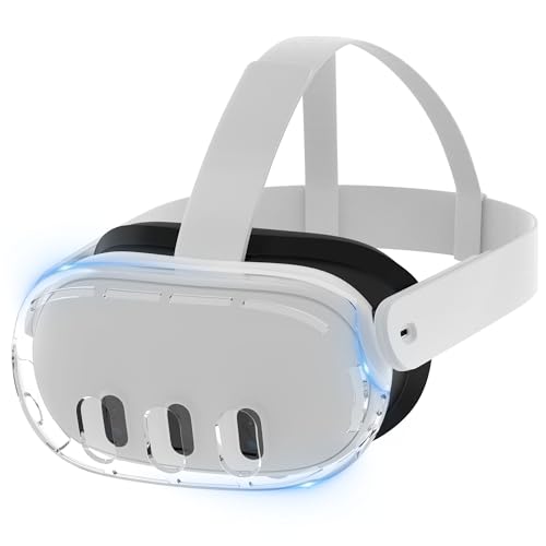 HiBloks VR Shell Protective Cover for Meta Quest 3 Accessories, Transparent VR Headset Protective Cover with Precise Hole for Oculus Quest 3, Shockproof, Drop-Proof and Waterproof VR Headset Cover