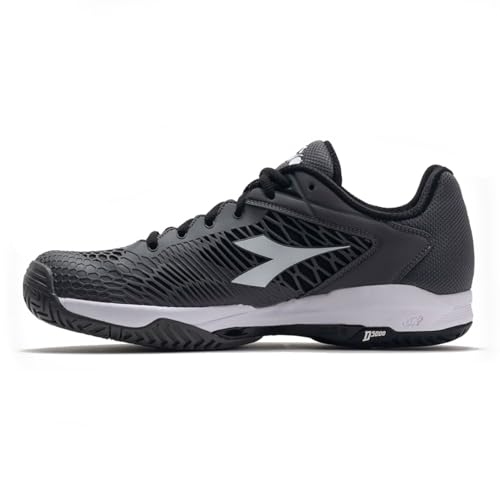 Diadora Men's Speed Competition 7+ All Ground Tennis Shoe (Steel Gray/White/Black, 10)