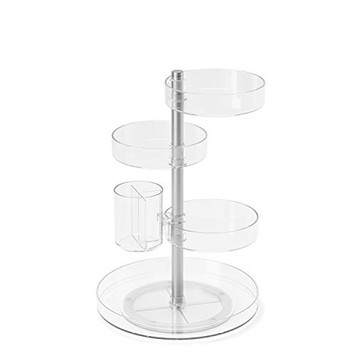 Umbra Pirouette Cosmetic Organizer, Regular, Clear/Nickel