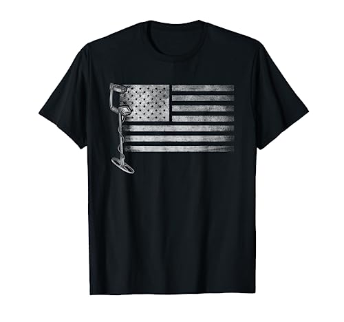 Patriotic Metal Detecting USA Flag Treasure Hunt Detectorist T-Shirt