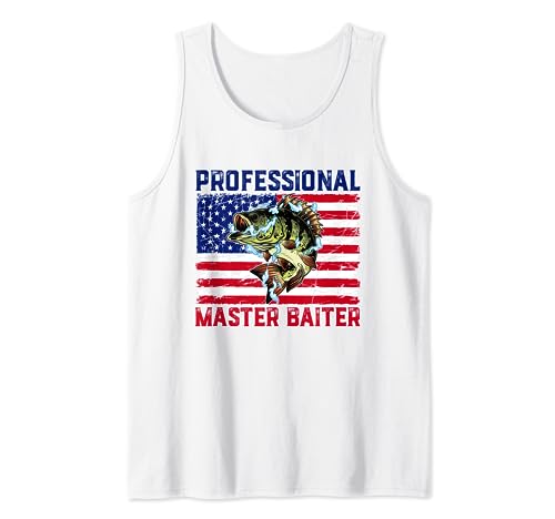 Professional Master Baiter Retro American Flag Funny Fishing Tank Top