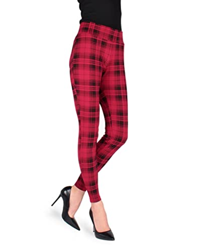 SlimMe Gaban Tartan Shaping Legging, Medium / Large, Msl-030 Black/Red