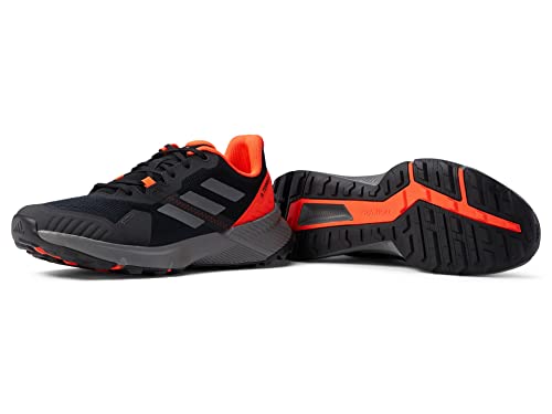 adidas Men's Terrex Soulstride Trail Running Shoe, Black/Grey/Solar Red, 9.5