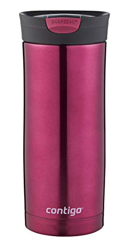 Contigo Huron Snapseal Travel Mug, Stainless Steel Thermal Mug, Vacuum Flask, Leakproof Tumbler, Coffee Mug with BPA Easy-Clean Lid, Vivacious, 470 ml