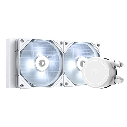 ID-COOLING FROSTFLOW X 240 Snow CPU Water Cooler LGA1700 Compatible AIO Cooler 240mm CPU Liquid Cooler White LED 2x120mm PWM Fans, Intel 1700/1200/115X, AMD AM4/AM5