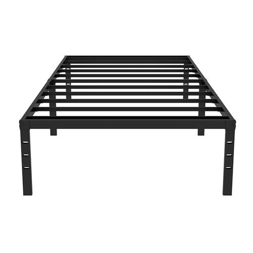 Caplisave Twin Bed Frames Metal Platform Twin Size Bed Frame 14 Inch Max 2000lbs Heavy Duty Metal Slat Support, No Box Spring Needed Underbed Storage, Easy to Assembly, Black