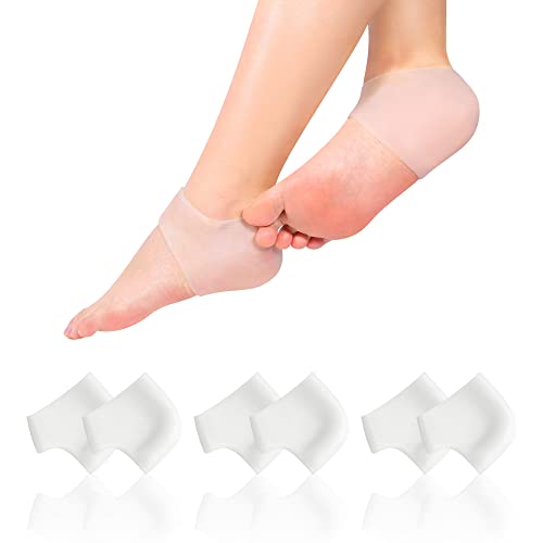 Dr.Pedi Heel Protectors 3 Pairs Heel Cups for Heel Pain Relief Gel Heel Pads for Women and Men Silicone Socks Moisturizing for Blister, Cracked Foot