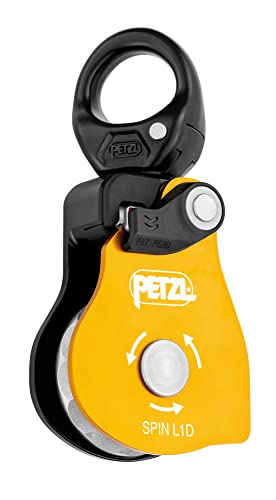 Petzl, Unisex Spin L1D Simple Pulley with Very High Efficiency with Unique Sense of Rotation and Walker, Yellow
