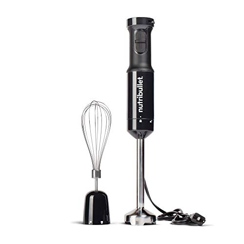 nutribullet NBI50100 Immersion Blender Arm & Whisk Attachment, For Smoothies, Soups & Dips, 350 Watt, Charcoal Black,2' L X 2' W X 16' H