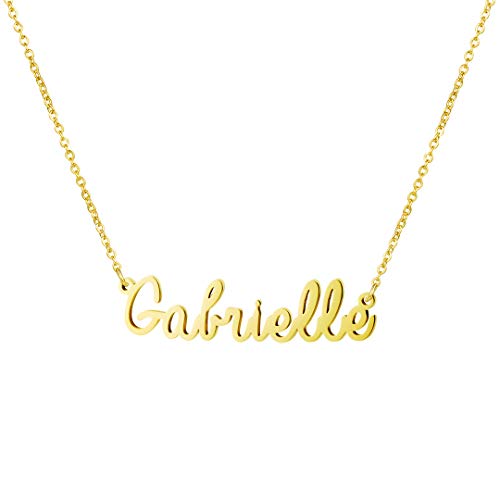 Awegift Women Jewelry Name Necklace Big Initial Gold Plated Best Friend Girls Women Gift for Her Gabrielle