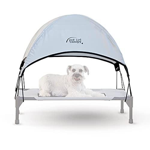 K&H Pet Products Pet Cot Shade Canopy for Elevated Outside Dog Beds, Dog Sun Umbrella Canopy for Dog Cots (Cots Sold Separately), Gray, Medium 32 X 25 Inches