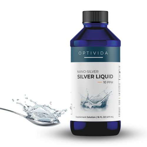 Optivida Health- Colloidal Nano Silver Liquid for Immune Support, Promotes A Healthy Immune System Silver Liquid Solution 10PPM (16 oz.)