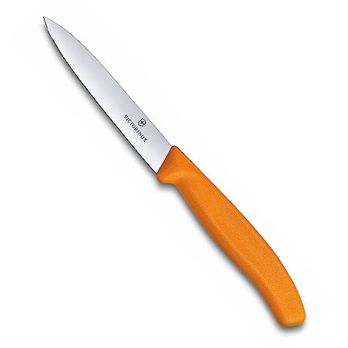 Victorinox 6.7706.L119 Swiss Classic Paring Knife for Cutting and Preparing Fruit and Vegetables Straight Blade in Orange 3.9 inches