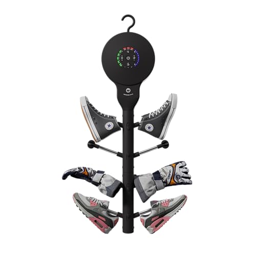 Hedgehog Hanger Portable Shoe Dryer and Deodorizer for Sneakers, Gloves & Mittens – Rapid 4 Pair Shoes Dryer with Ionic i3 Turbo Technology, Turbocharged Drying Fan, 2 Modes, Adjustable Heat, Black