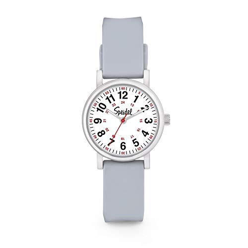 Speidel Scrub Petite Watch Made for Doctors, Nurses, EMT, Surgeons and Students w/Red Second Hand in Gray